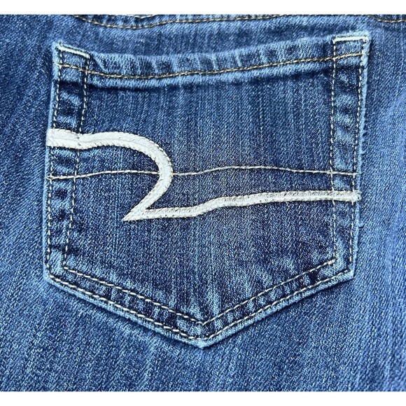 American Eagle Artist Blue Jeans Womens Size 8 Denim Flare Leg Distressed Preppy - Picture 7 of 16